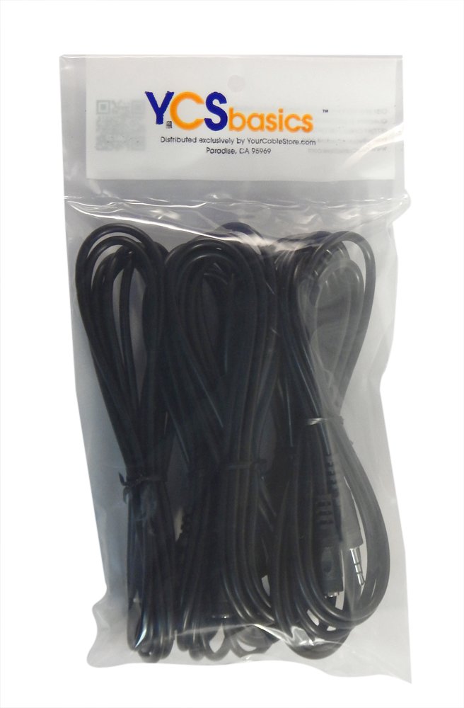 Five Pack of YCS Basics 6 Foot 3.5mm Headphone Extension Cables Male/Female