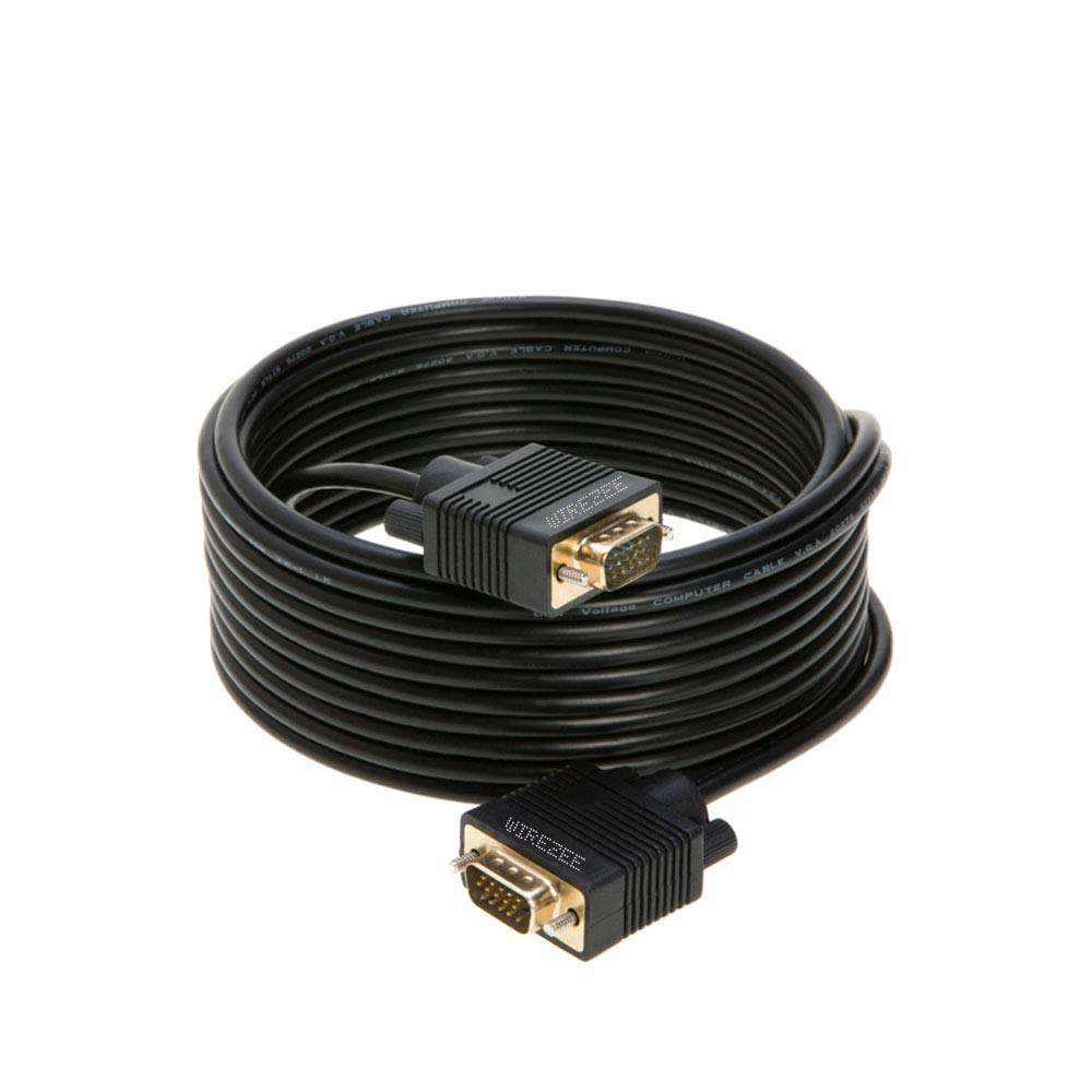 VGA Cable SVGA Super Video Cord Male 15 PIN Wire Monitor 3ft, 6ft,10ft, 15ft, 25ft, 30ft, 50ft, 100ft (15FT)
