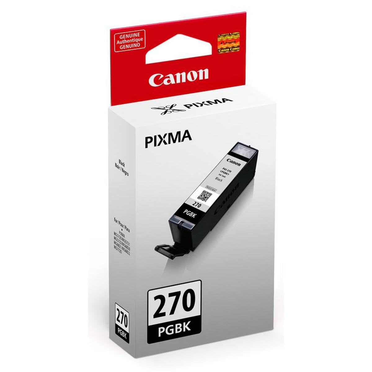 Canon PGI-270 15.4ml Pigment Black Ink Tank for Select PIXMA MG, TS Series Printers, 2-Pack