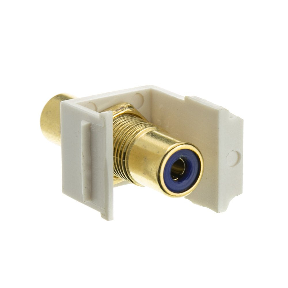 Gold Plated RCA Female to RCA Female, Blue RCA Coupler Adapter with White Keystone Insert, Blue RCA Jack Connector for Audio/Video, CableWholesale