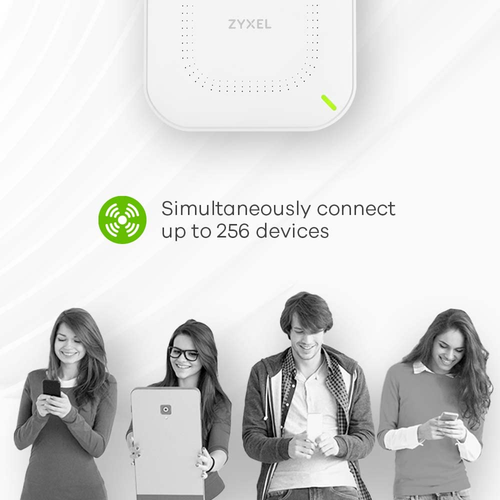 Zyxel WiFi 6 AX1800 Wireless Access Point | Mesh, MU-MIMO | WPA3-PSK Security | Cloud, App or Direct Management | PoE+ or AC Powered, Adapter Included