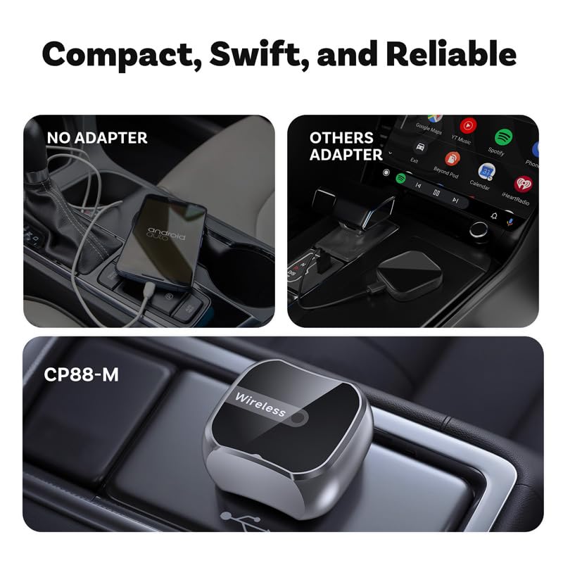 WANDMANICOS Upgraded Wireless CarPlay Adapter for OS 10+ or Android 11, Mini Wired to Wireless Adapter for CarPlay ?Android Auto, Plug and Play
