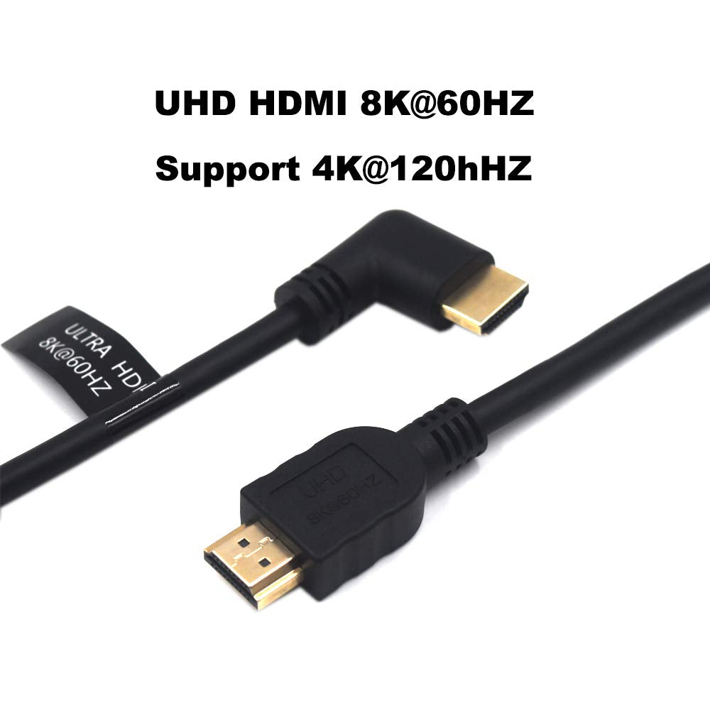 Kework 2 Feet 48Gbps HDMI 8K@60Hz Ultra HD Cable, Straight Male to Right Angle Male HDMI 2.1 High Speed Shield Cord for Xbox TV PS4 PS5 Switch