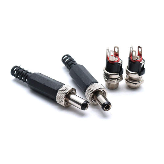 Hxchen 2 Sets 5.5mm x 2.5mm Male DC Power Plug Connector & Screw Lock Female Panel Socket Mount Adapter