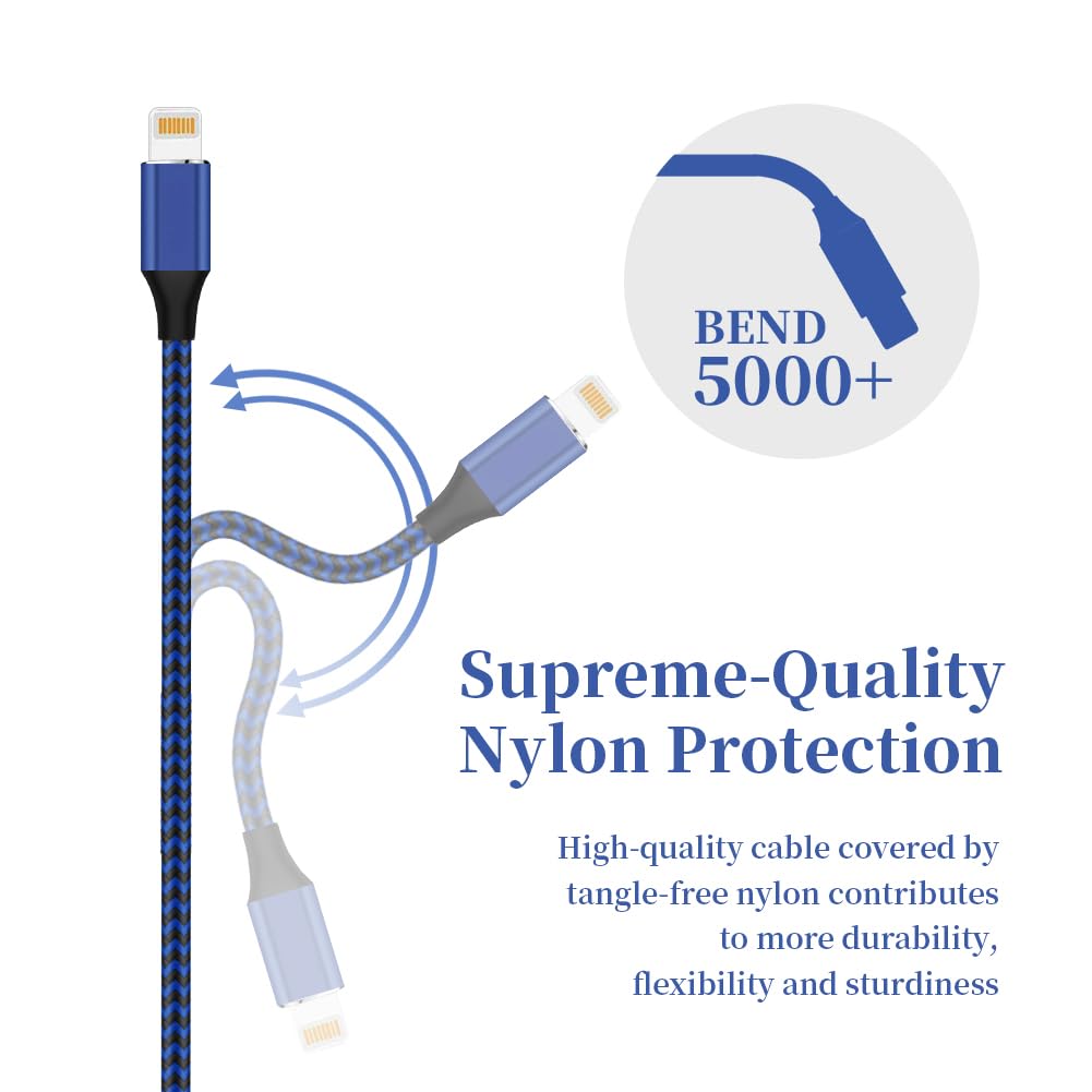 iPhone Charger [Apple MFi Certified] Lightning Cable 6PACK-3/3/6/6/6/10 FT Nylon Braided iPhone Charger Cord High Speed Cord for iPhone 14/13/12/11…