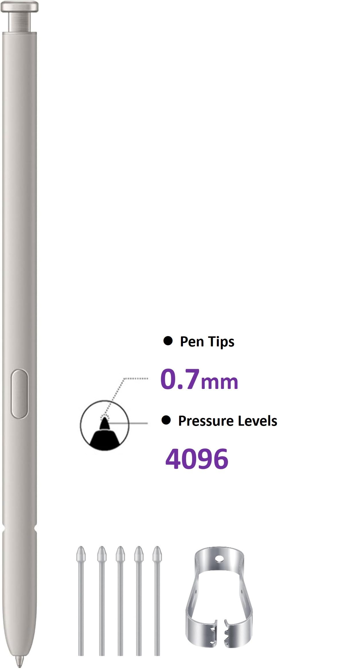 Galaxy S25 Ultra S Pen Replacement for Samsung Galaxy S25 Ultra Pen, S Pen S25 Ultra Stylus Pen [4096 Pressure Sensor] with 5xTips/Nibs (Gray)