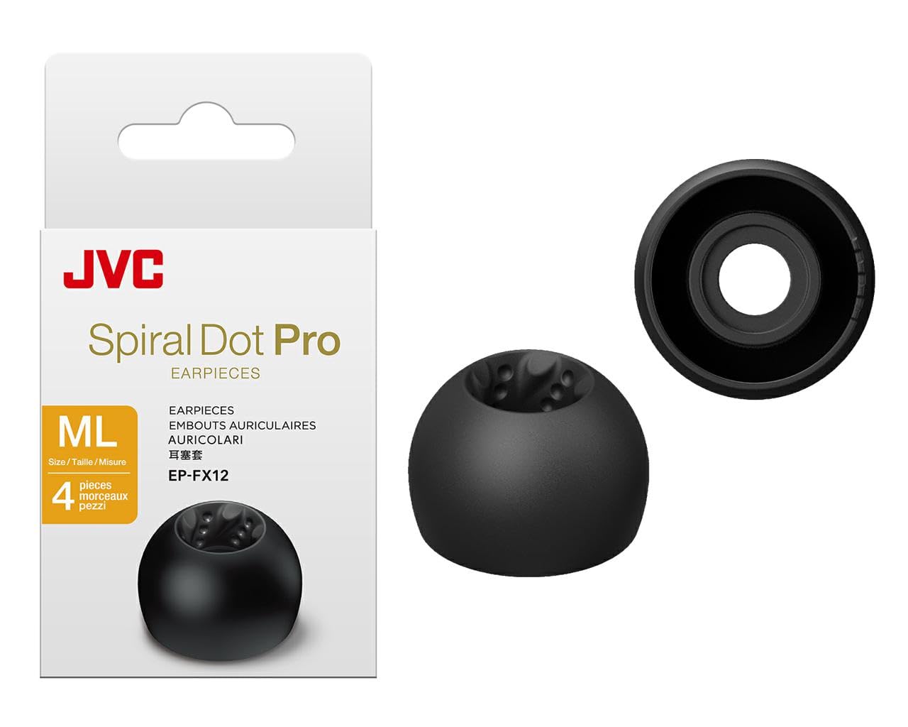 JVC EPFX12 Spiral Dot Pro Earpieces - 2 Set of (4) Ear Tips, Sizes Small Through Large, Fits Many JVC Models (Medium-Large 13mm)