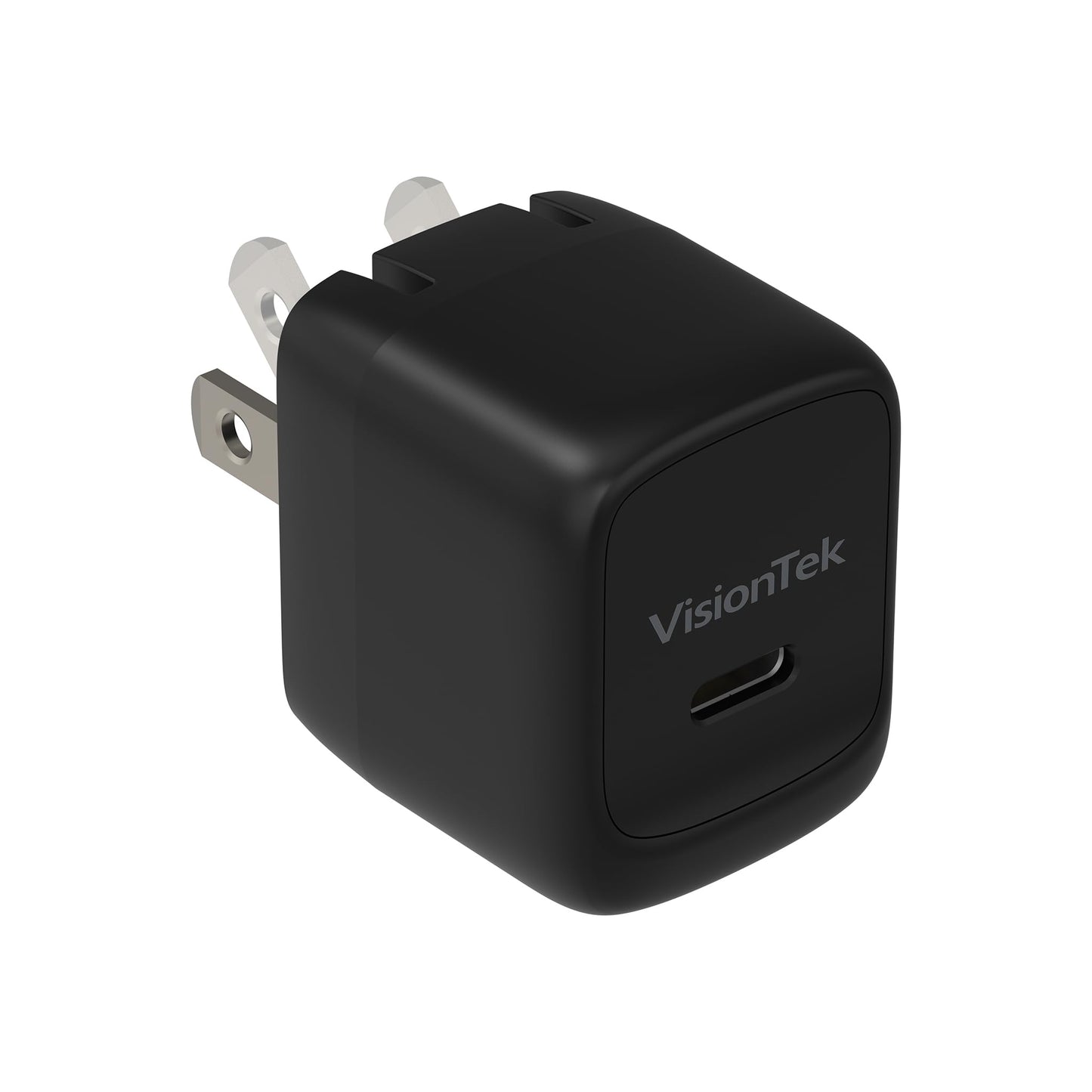 VisionTek Charge Go 30W USB-C GaN Wall Charger, Ultra Compact, Fast Charging, Power Delivery 3.1, Foldable Plug, Compatible with iPhone 17/16, iPad