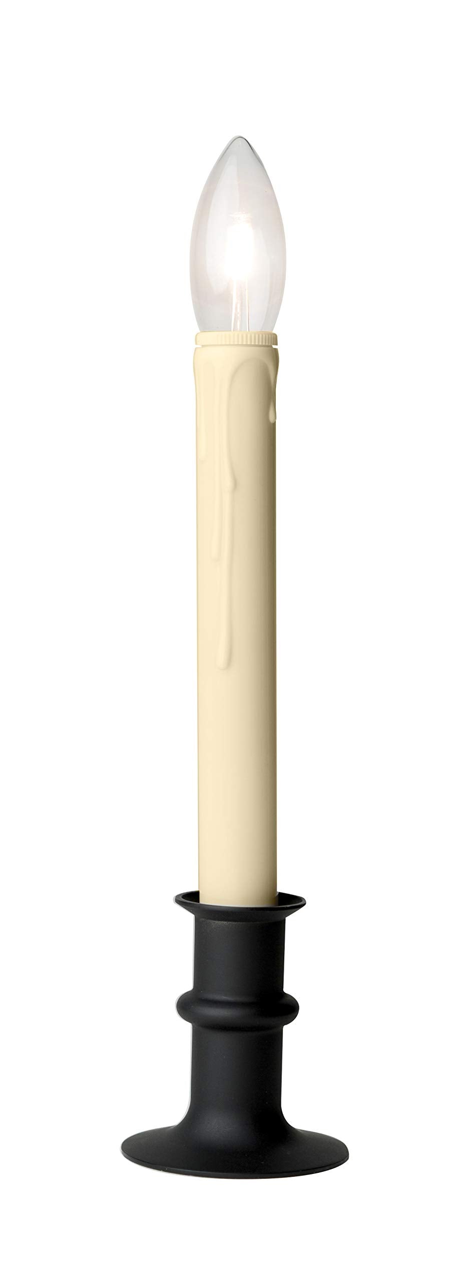 Celestial Lights Set of Four Adjustable Height Battery Operated LED Window Candles with Daily Timer Ivory Candle Stick. (Black Oynx)