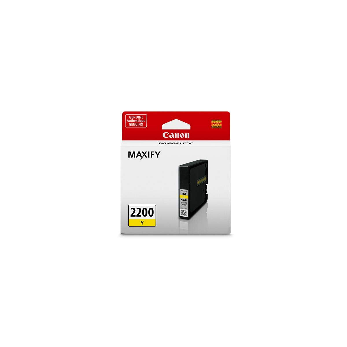 Canon 2 Pack PGI-2200 Yellow Pigment Ink Tank for iB4020, iB4120, MB5020, MB5120, MB5320, MB5420 MAXIFY Series Printers, 700 Pages Yield