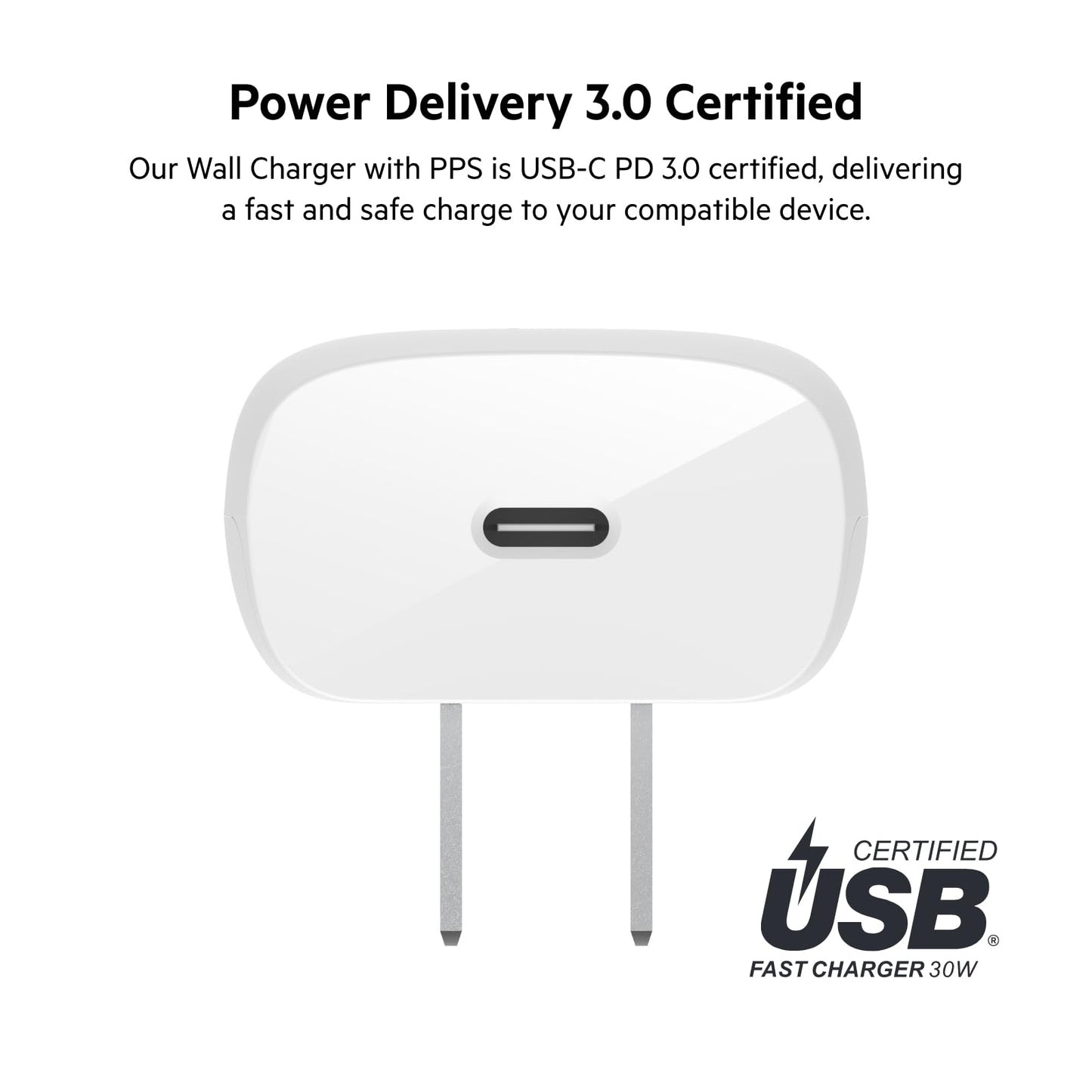Belkin USB C Charger Block 30W, USB-C Power Delivery, PPS Super Fast Charging - Samsung Galaxy S25, Apple iPhone 17, Air, Pro Pro Max, iPad, AirPods