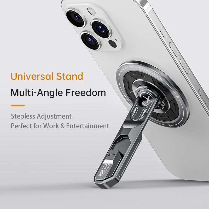 Flobber Aerospace Aluminum MagSafe Phone Stand & Magnetic Phone Grip for Desk - 360° Rotating Ring Holder - N54 Magnet Kickstand Compatible