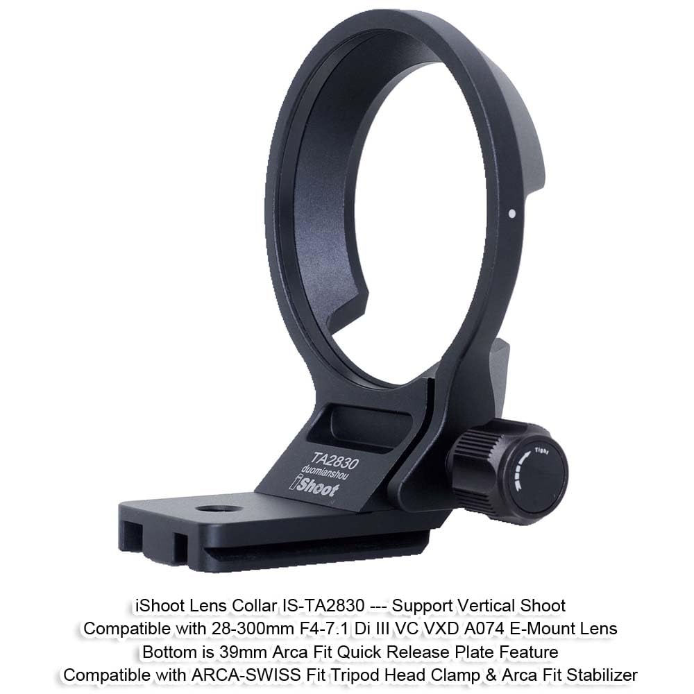iShoot Lens Collar Tripod Mount Ring Compatible with Tamron 28-300mm F4-7.1 Di III VC VXD A074 E-Mount, Support Holder Bracket Quick Release Plate