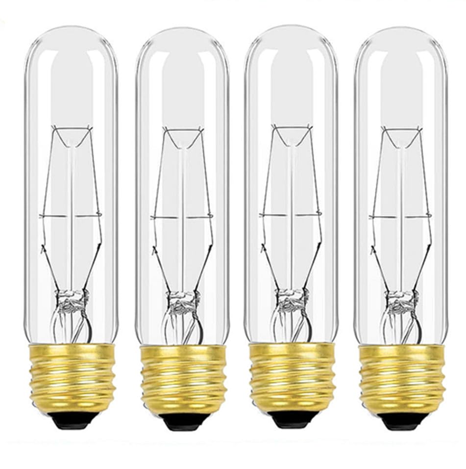 MMBGJKG 25 Watt T10 Clear Tubular Incandescent Light Bulb, T10 Bulb,Vintage Style Showcase Bulb,Showcase lamp,Dimmable for Desk Lamp,Curio