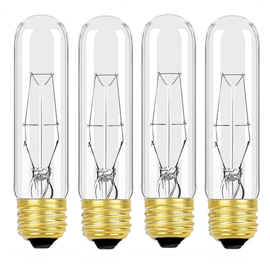 MMBGJKG 25 Watt T10 Clear Tubular Incandescent Light Bulb, T10 Bulb,Vintage Style Showcase Bulb,Showcase lamp,Dimmable for Desk Lamp,Curio