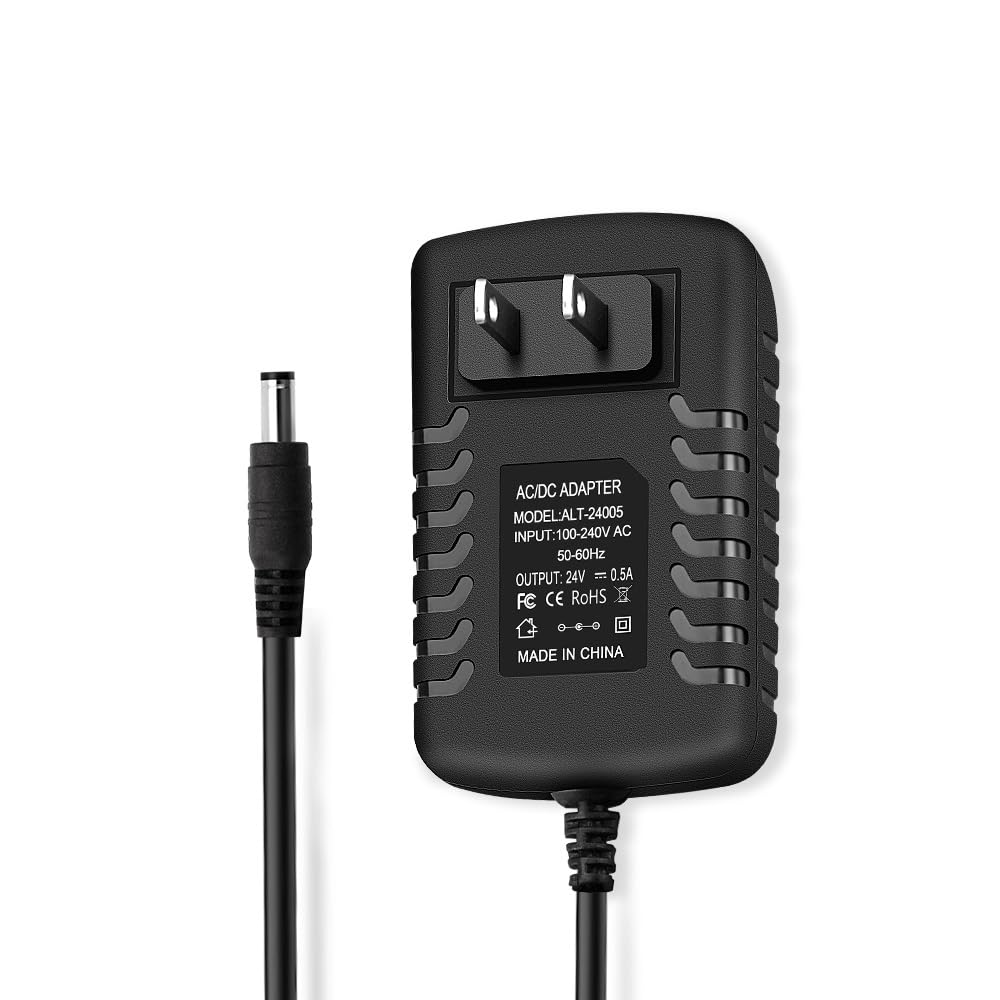 24V 0.5A 500mA DC Power Supply Adapter, AC 100-240V 50-60Hz to 24 Volt 0.5Amp Transformer, DC 24V Power Cord 5.5mm x 2.5mm Barrel Plug for LED Strip…