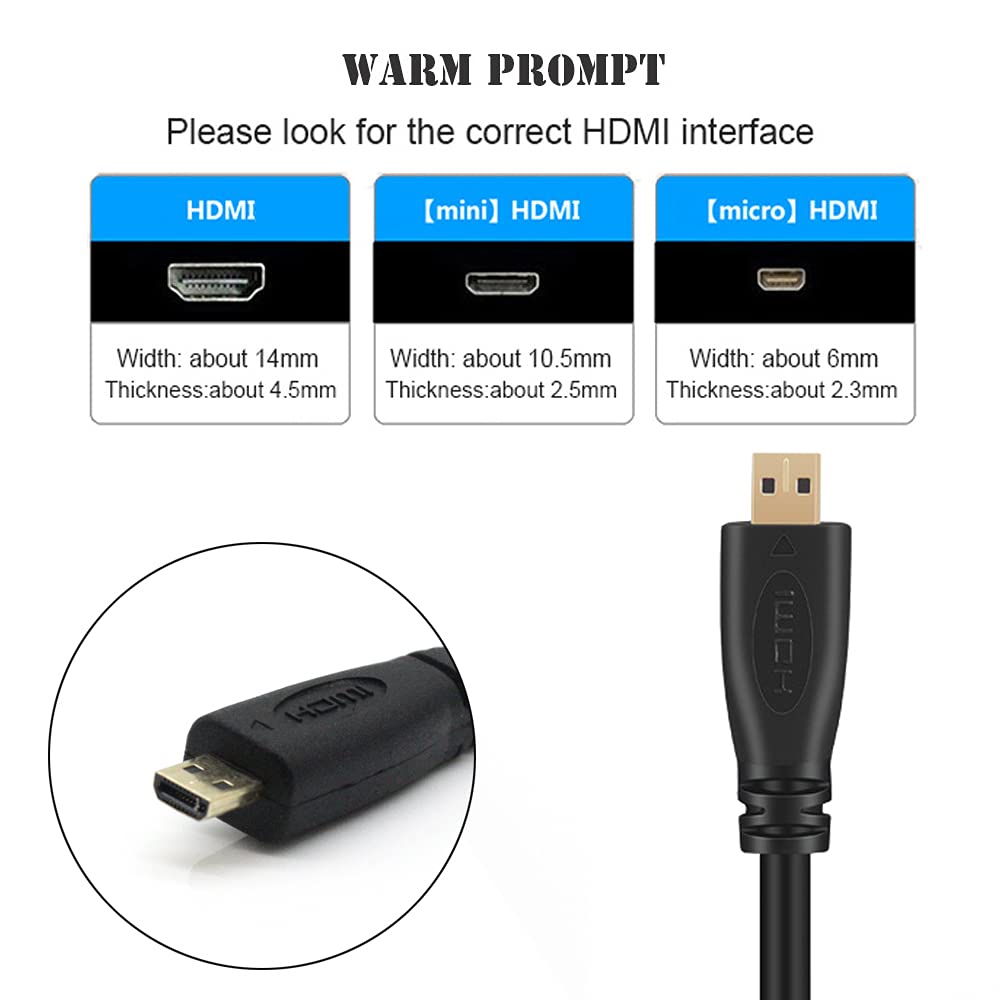 Tobysome Micro HDMI to HDMI Cable Cord Compatible with GoPro Hero 7 6 5 4, Raspberry Pi 4, Sony A6000 A6300, Nikon D750 D800 D7100 D7200 D5300, Yoga