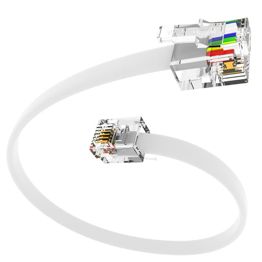 RetailAndBulk (3 Pack) 6 Inch Short Telephone Cable RJ11 Male to Male, 6P4C Phone Line Cord (6 Inches, White)