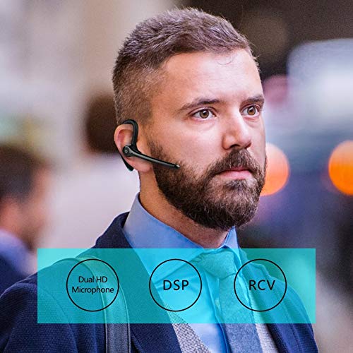 AYI Bluetooth Earpiece Headphone Dual Noise Cancelling Mic Painless Open-Ear Handsfree Stereo Sound Left/Right Changeable Earhook Earphones