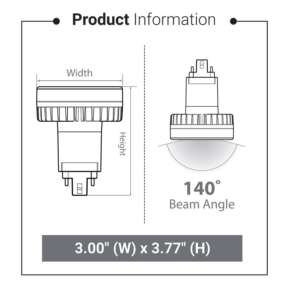Euri Lighting EPL-2140Hv Non-Dim Hybrid (A+B) LED Vertical PL, G24Q, 12W (26W Equal) 1100lm, Bright White (4000K), 80 CRI, AC120-277V, 140° Angle,5YR
