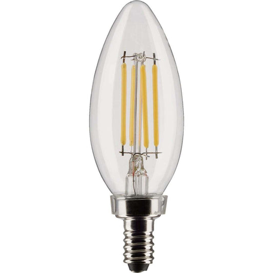 Satco S21819 4 Watt B11 LED Bulb, Clear, Candelabra Base, 2700K, 350 Lumens, 120 Volt, 2-Pack