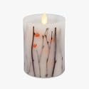 Luminara Embedded Flameless LED Candle Orange Berries & Twigs Pillar 3.2" x 4.5" - Moving Flame Pillar, Battery Operated Timer, Real Wax, Unscented