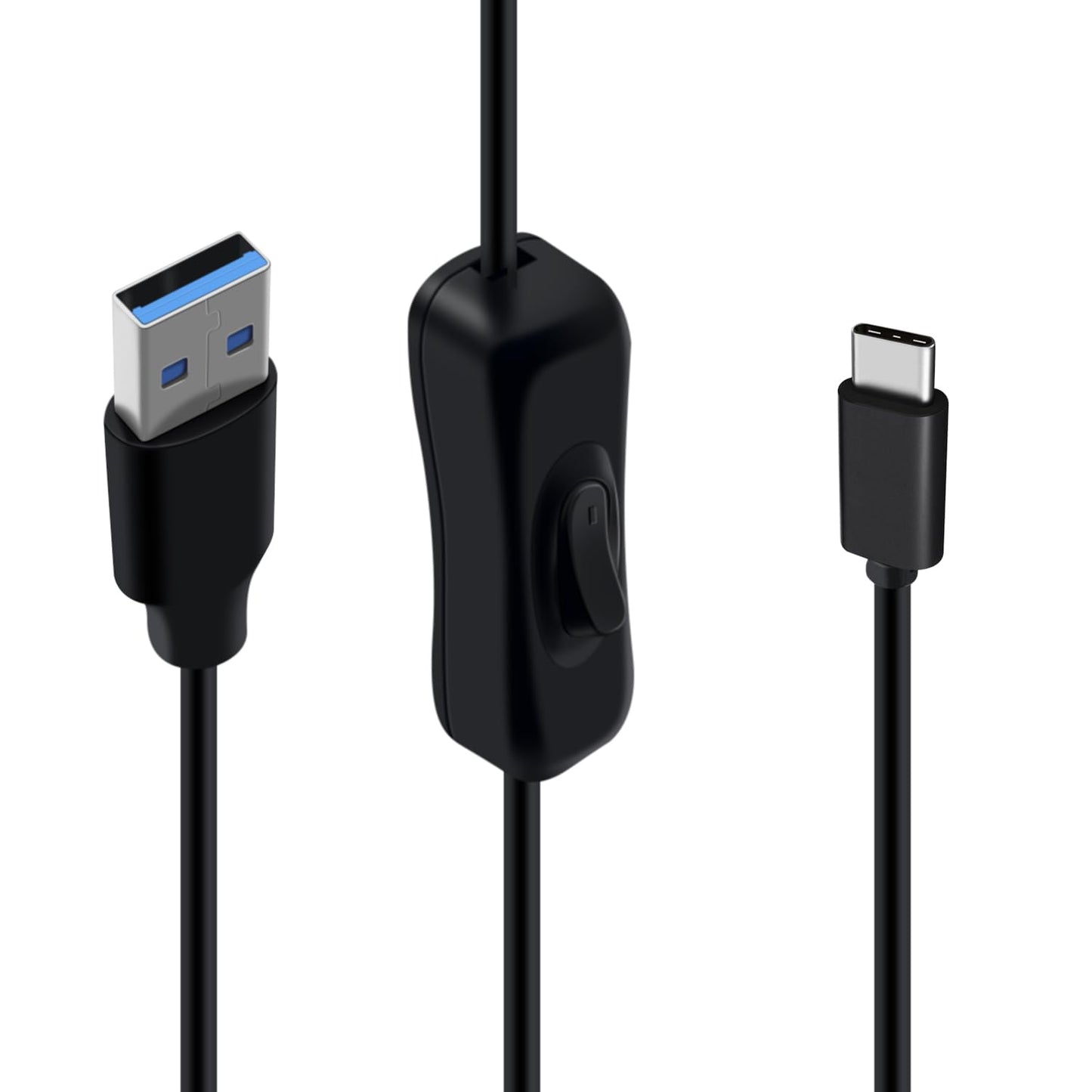 HuaLiSiJi USB C Cable with Switch USB 3.0 to Type C Charger Cable with On Off Switch Supports 5Gbps Data Transmit and Power Supply, for Laptops, PC