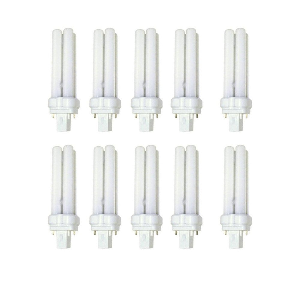 TCP 32013Q35K10 Fluorescent Quad Tube PL Lamp - 13 Watt (810 Lumens) Warm/Bright White (3500K) 2-Pin (GX23-2 Base), 10-Pack