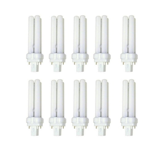 TCP 32013Q35K10 Fluorescent Quad Tube PL Lamp - 13 Watt (810 Lumens) Warm/Bright White (3500K) 2-Pin (GX23-2 Base), 10-Pack