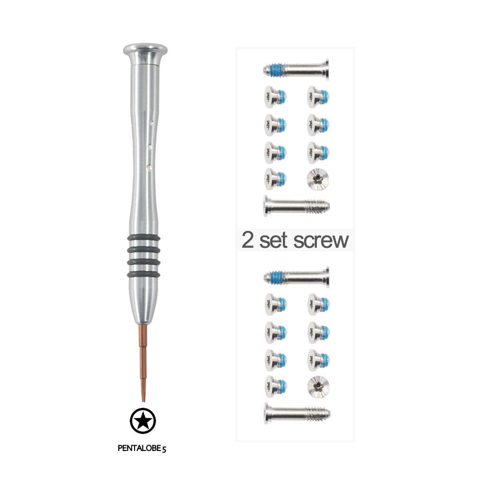 GODSHARK 2 Sets Replacement Screws with Screwdriver for MacBook Air 11" A1370 A1465 2010-2017, Unibody Bottom Cover P5 Pentalobe Repair Replacement