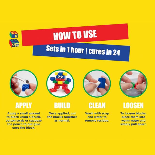 Le Glue Temporary Glue - Compatible with Legos - Non-Permanent Clear Adhesive for Plastic Building Blocks - No Messy Break-Ups - Non-Toxic Formula…