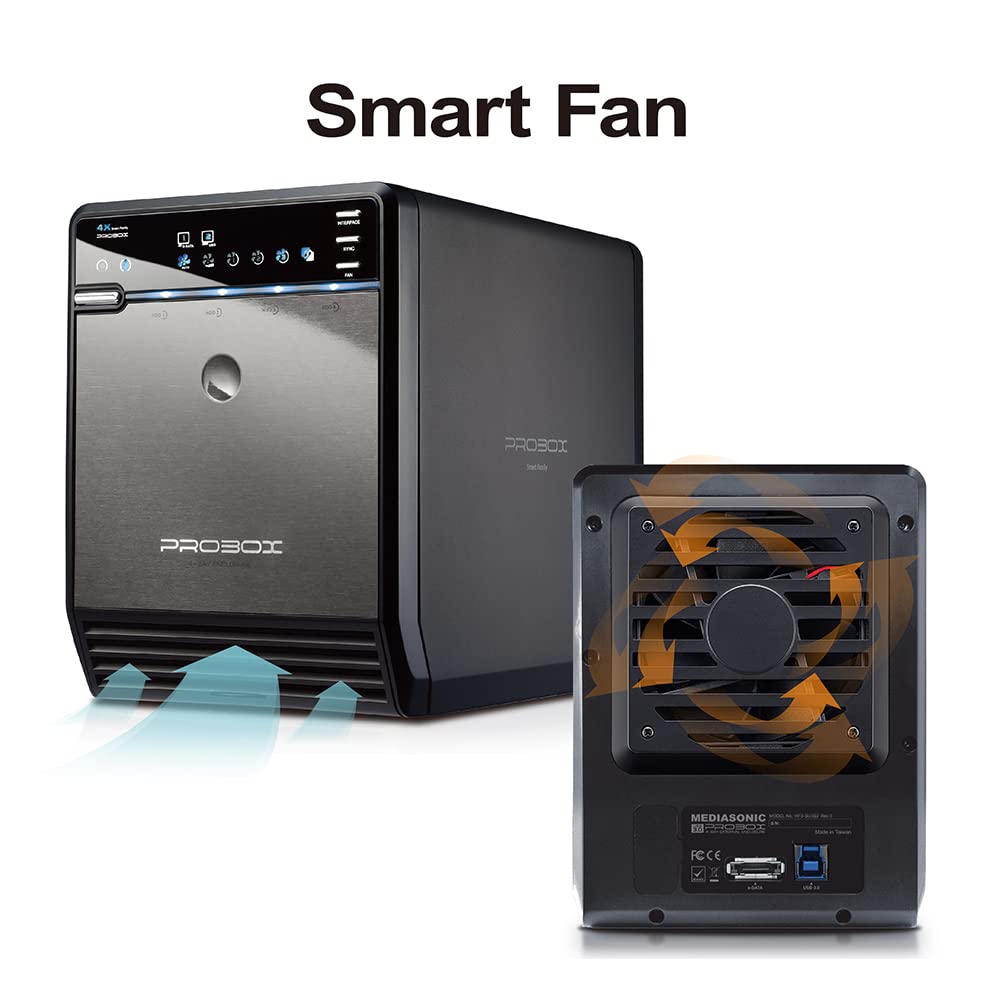 Mediasonic PROBOX 4 Bay DAS 3.5” SATA Hard Drive Enclosure - USB 3.0 eSATA Support 30TB HDD (HF2-SU3S3)