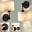 No Drill Peel and Stick Cordless Rechargeable Wall Sconces Battery Operated, Set of 2 Easy Install No Wiring Adhesive Wall Lights Home Decor Sconces