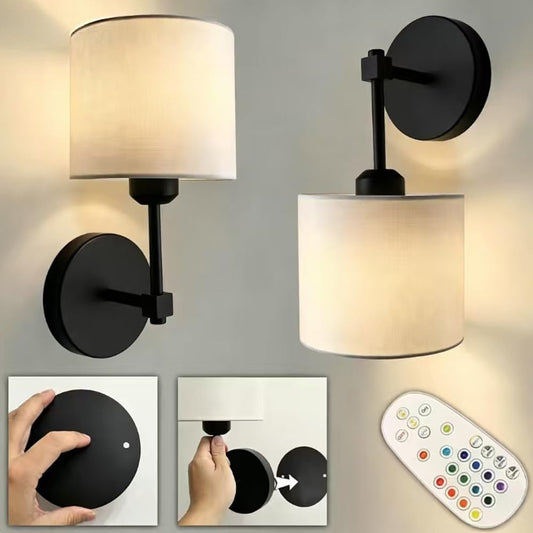 No Drill Peel and Stick Cordless Rechargeable Wall Sconces Battery Operated, Set of 2 Easy Install No Wiring Adhesive Wall Lights Home Decor Sconces