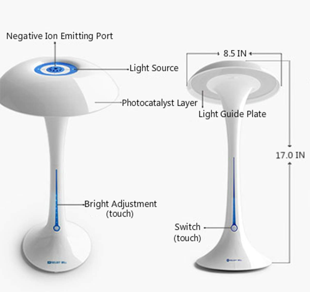 Magic Umbrella Eye Protection Table Lamp, Household Air Purifier, with Negative Ion and Photocatalyst Technology to Purify The Air, Can Remove