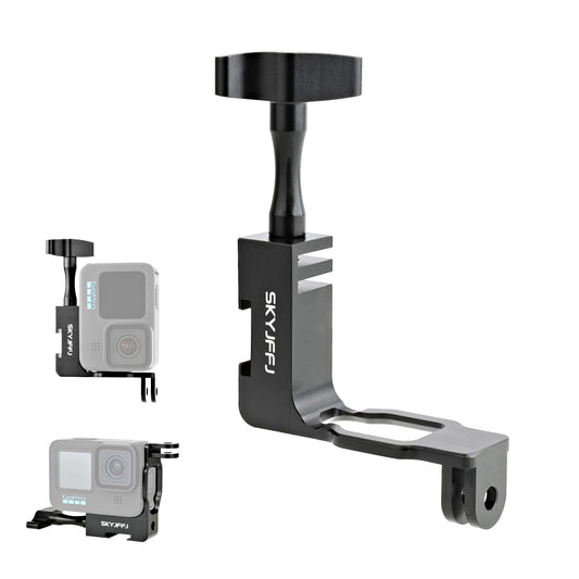 SKYJFFJ 90 Degree Aluminum Vertical Bracket Adapter for GoPro Hero 13 12 11 10 9 Action Camera Black (Vertically)