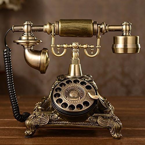XICHEN Resin Imitation Copper Vintage Style Rotary Retro Old Fashioned Rotary Dial Home and Office Telephone
