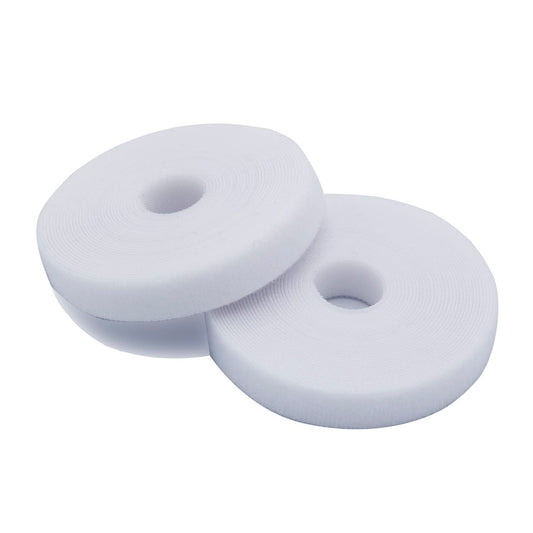 Reusable Fastening Cable Ties Nylon Tape 5 Meter (2 Pack) White, 3/5 inch Double Side Hook Roll Hook and Loop Straps, Wires Cords Management Wire