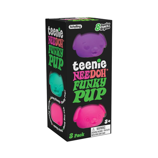Schylling NeeDoh Teenie Funky Pups - Sensory Squeeze Toy - Contains 3 Mini Groovy Globs - 1.5" Wide - Color May Vary (Pack of 1)