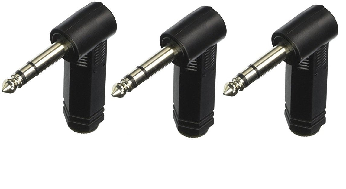 Audio2000'S ACC3120X3 Three-Pack 1/4-Inch TRS (Stereo) Female to 1/4-Inch TRS (Stereo) Male Right-Angle Audio Converters Adapters (Total 3 Adapters)