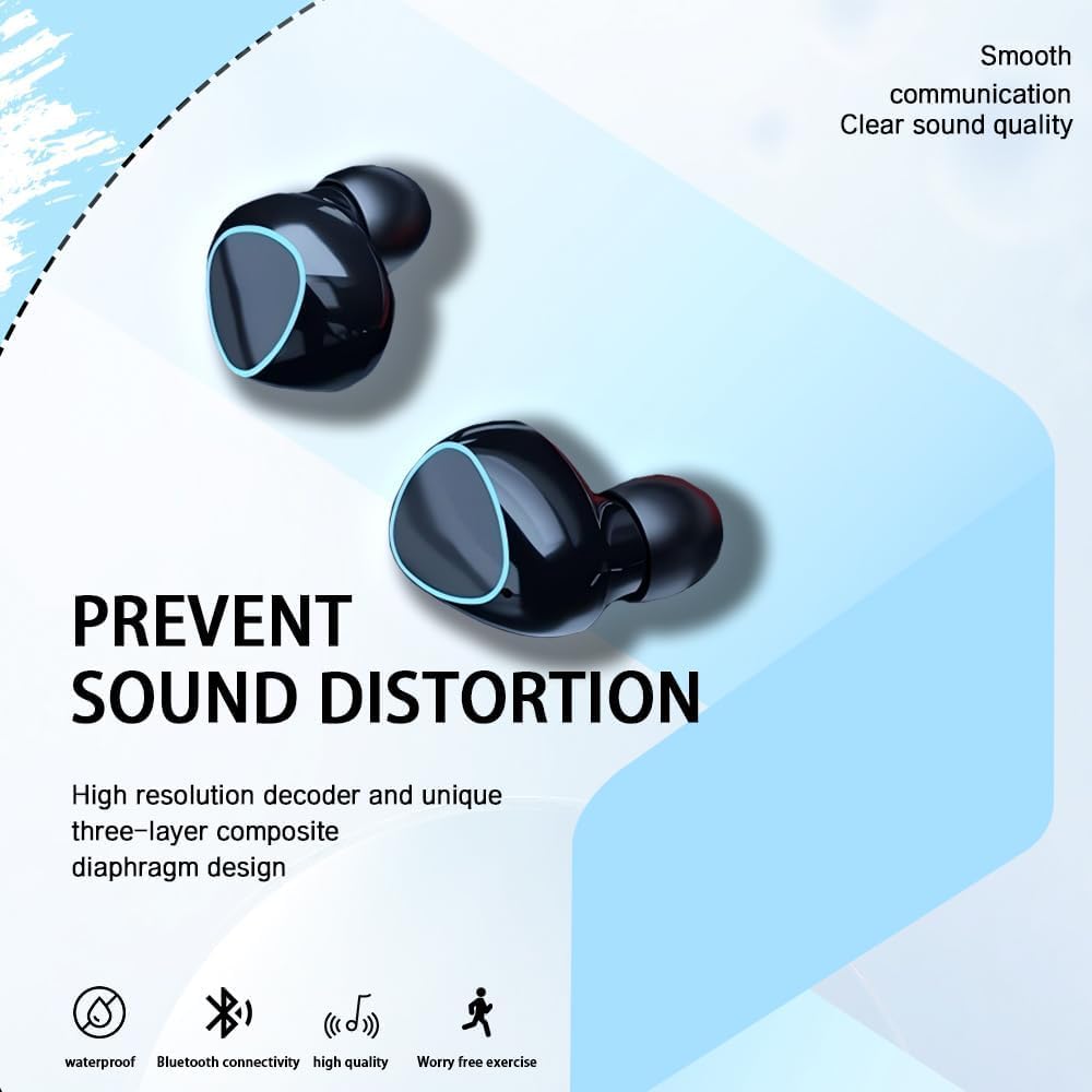 MWRPCRDN Wireless Earbuds, Bluetooth 5.3 Ear Buds LED Power Display Headphones 30H Playtime Stereo Earbuds with Comfort Lightweight in Ear Earphones
