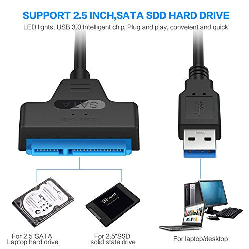 Cablecc Super Speed 5Gbps USB 3.0 to SATA 22 Pin Adapter Cable for 2.5 Hard Disk Driver SSD