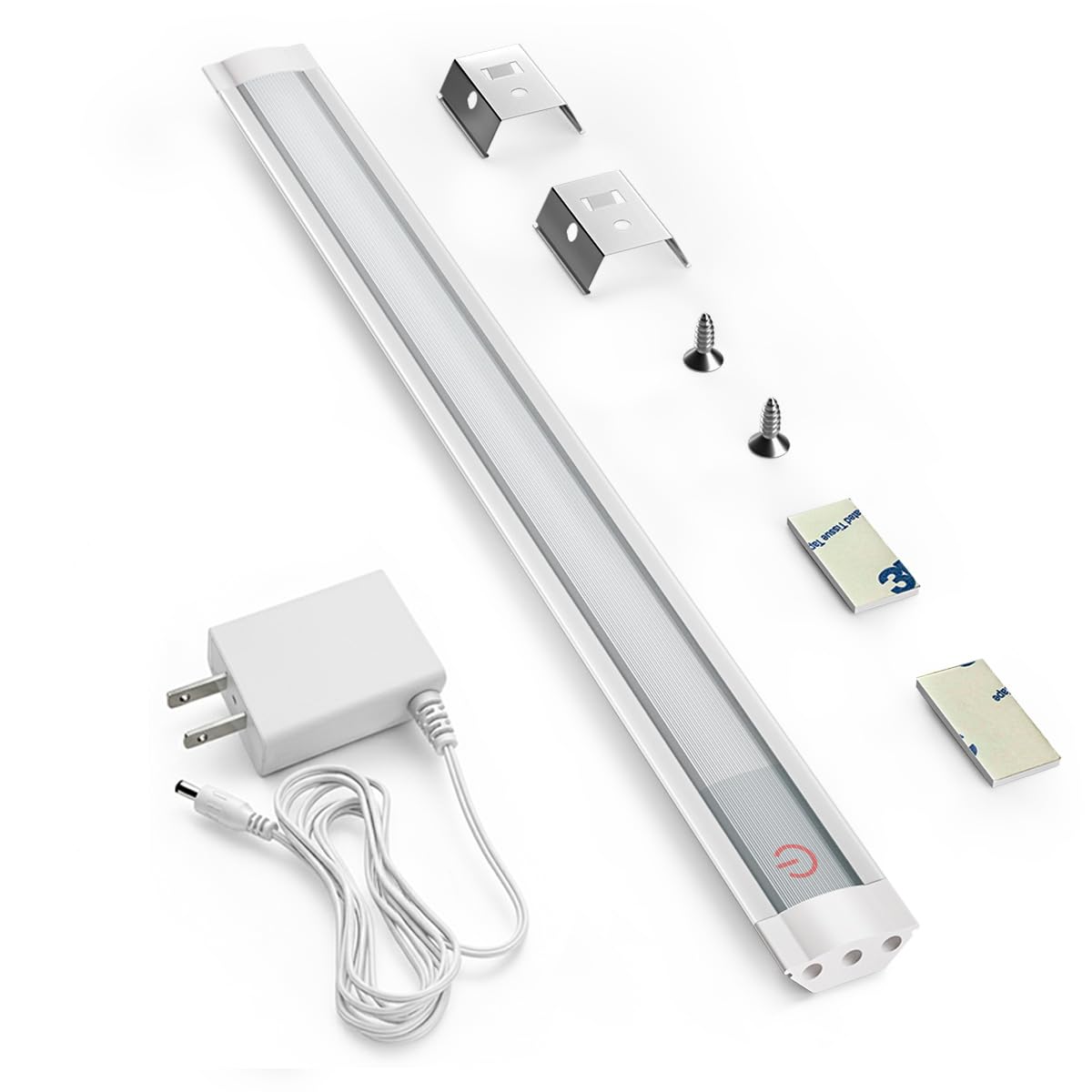 MYPLUS Under Cabinet Lights, 12" Touch Activated and Dimmable Aluminum LED Bar for Kitchen, Workbench and Desk, Cold White 6000K, Plug-in, Sliver