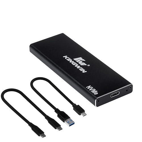 Kingwin M.2 SSD NVMe External Enclosure, 10Gbps USB 3.1 Gen 2 M-Key to USB C Solid State Drive Adapter, PCIe USB 3.0 USB C Cables, Fit Size