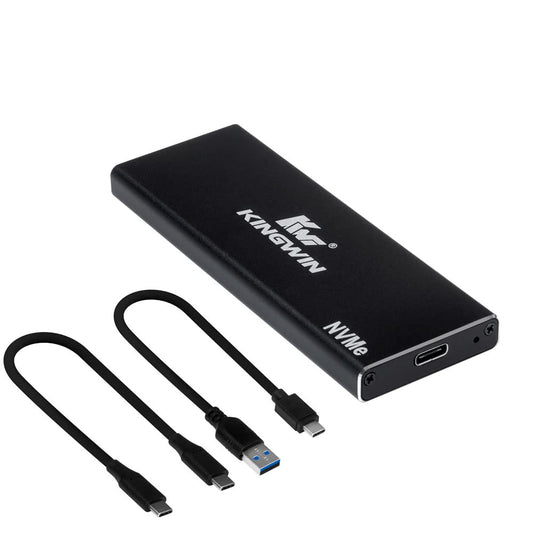 Kingwin M.2 SSD NVMe External Enclosure, 10Gbps USB 3.1 Gen 2 M-Key to USB C Solid State Drive Adapter, PCIe USB 3.0 USB C Cables, Fit Size