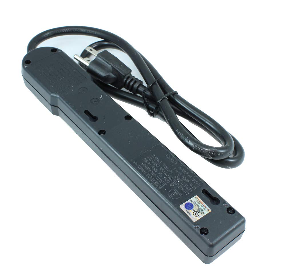 MyCableMart 3ft 6 Outlet Power Bar (14AWG/15A) with 90J Surge Protector, Black
