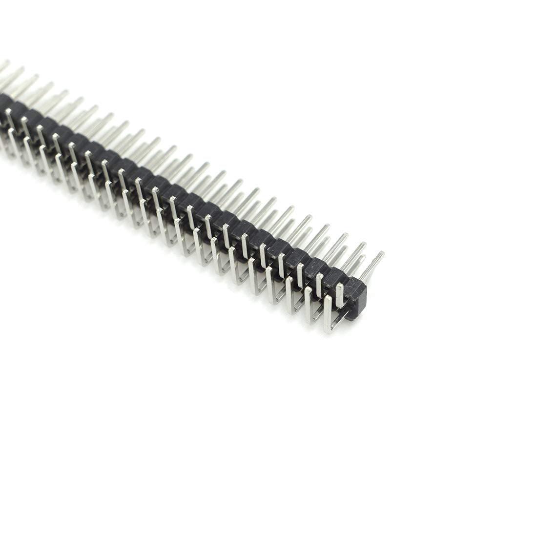 bnafes 10PCS 40Pin 2.54mm Dual Row Right Angle PCB Male Pin Header Strip Connector