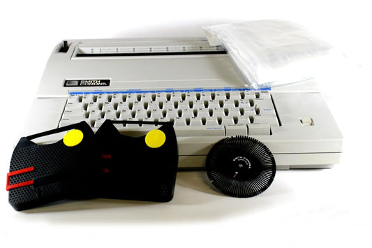 Small Office White Typewriter Combo Package Includes Typewriter, Dust Cover, 2 Ribbons & Correction Tapes. (Renewed)