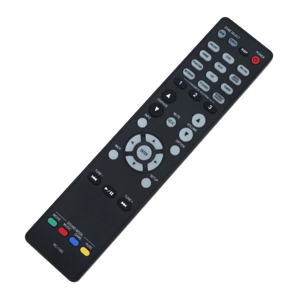 RC-1183 Replacement Remote Control for Denon Home Theater AV Receiver in Living Rooms or Rooms, Replace Models RC-1167, Replace Remote Compatible