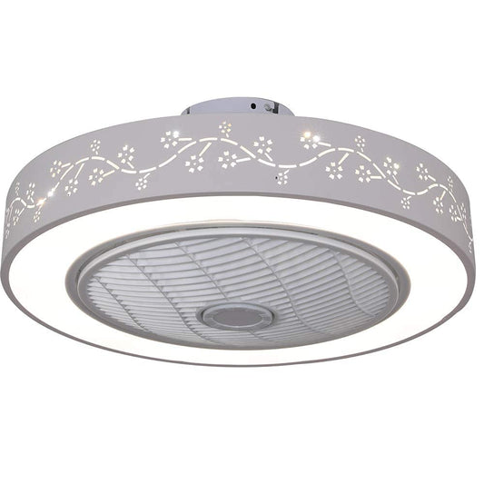 TFCFL 22" Dimmable Ceiling Fan with Light, Modern Low Profile Fan with Remote & Smart APP Control 3 Colors 6 Speeds Semi Flush Mount Round Invisible